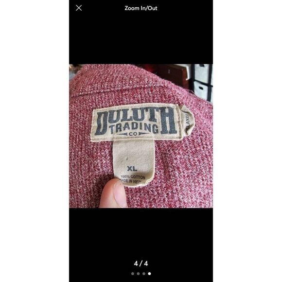 Duluth Trading Co Shirt Mens XL Relaxed Fit Button Front Long Sleeve Red Cotton - Picture 4 of 4